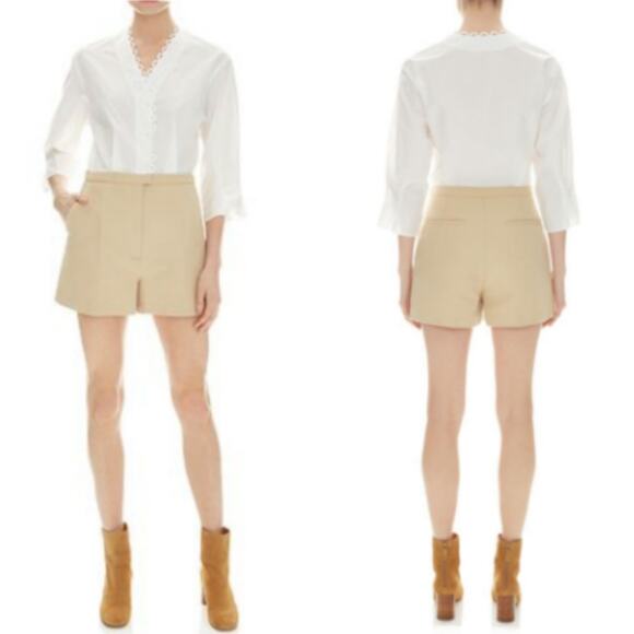 Sandro Paris Warren Beige Scalloped Button Front Romper M NEW Pockets Wide Leg - Picture 12 of 12